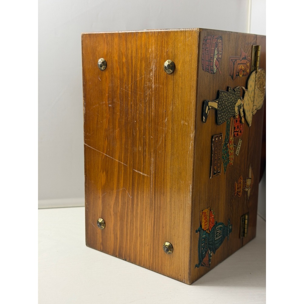 Vintage Wood Box Purse Americana Retro Folk Art Handbag - Picture 14 of 15